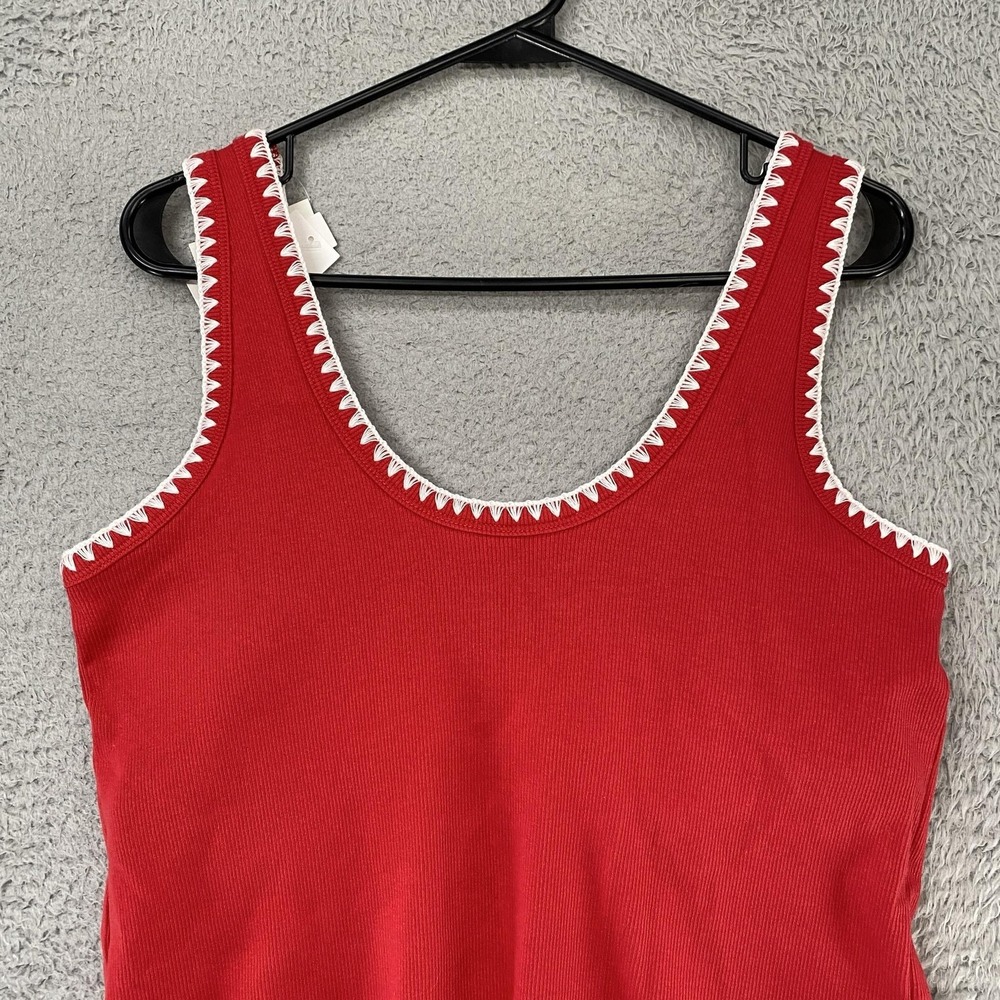 Abercrombie & Fitch Tank Top Womens XL Red Bra-Free Collection Crochet Trim - Picture 10 of 14